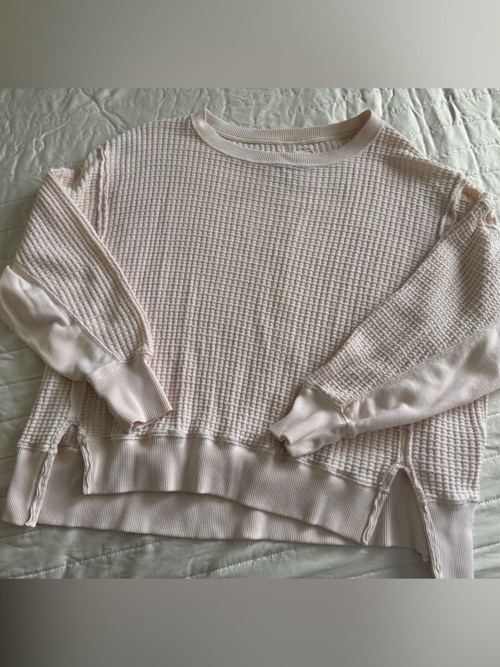 American Eagle Outfitters Light Blush Waffle Crewneck